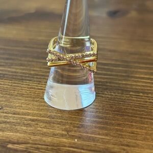 Crossover Gold Plated Ring CZ sz 8